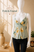 MEXX Vintage Floral Cami Top – Aqua & Ochre – EU 40/42