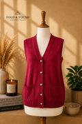Honor Millburn Raspberry Pink Knitted Waistcoat Cardigan Vest – Size M