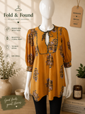 Monsoon Ochre Floral Tie Neck Blouse Size S BNWT