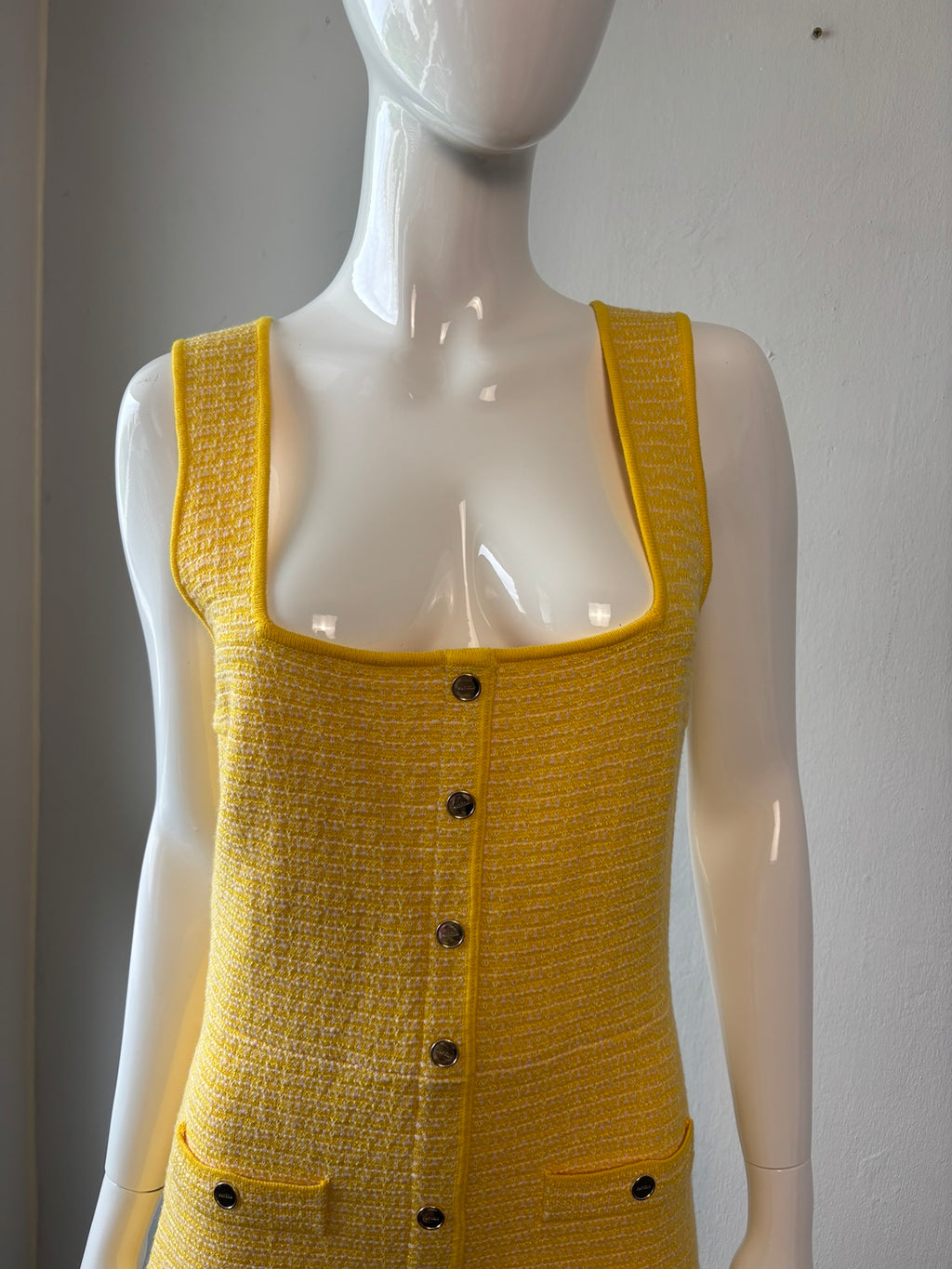 Sandro Paris Cannelle Yellow Tweed Mini Dress – Size 1