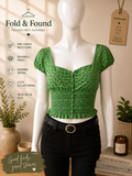 Topshop Green Seashell Print Shirred Crop Top UK 8