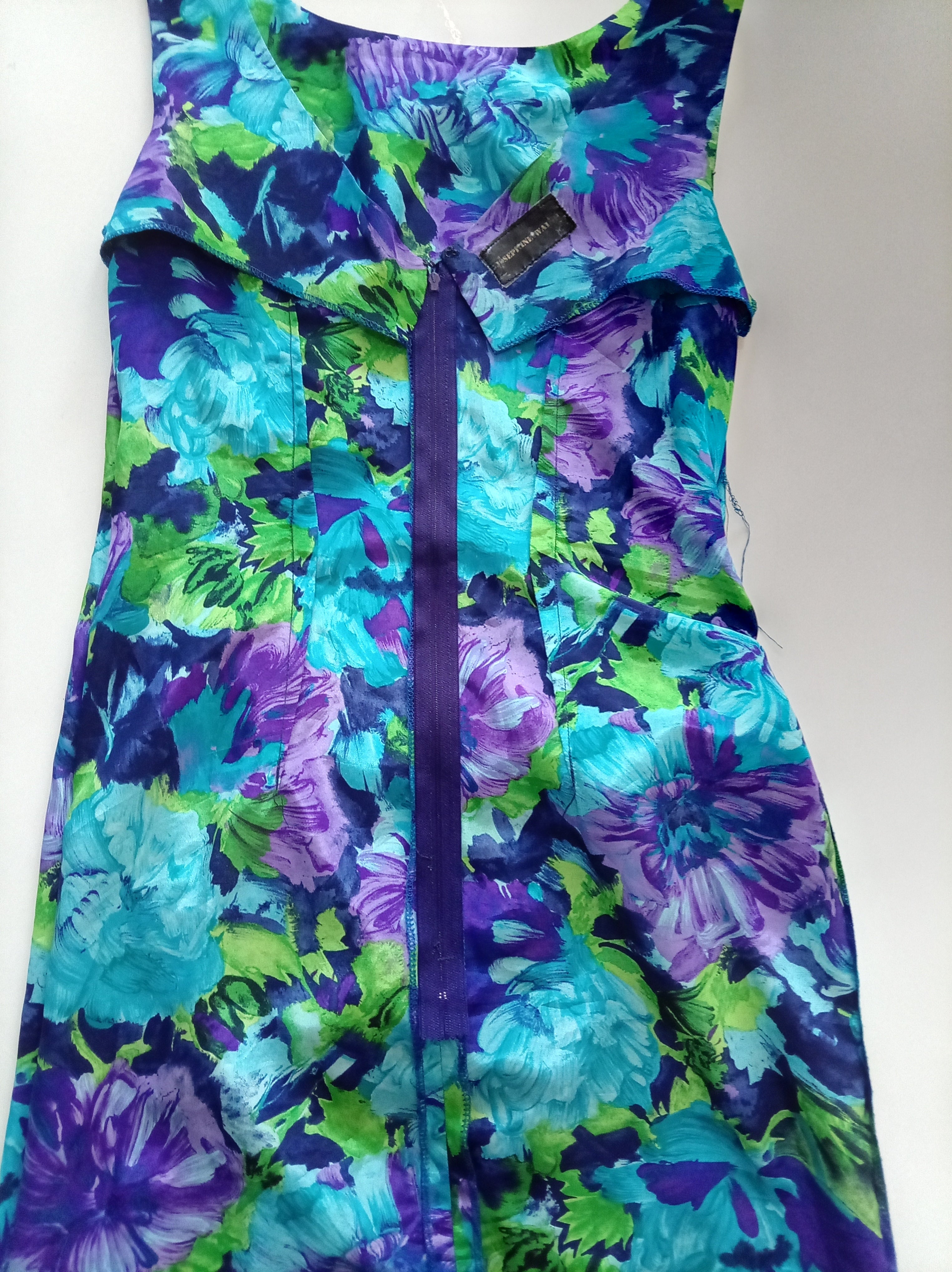 Vintage Josephine Walsh Abstract Floral Dress with Side Tie – UK 12/14