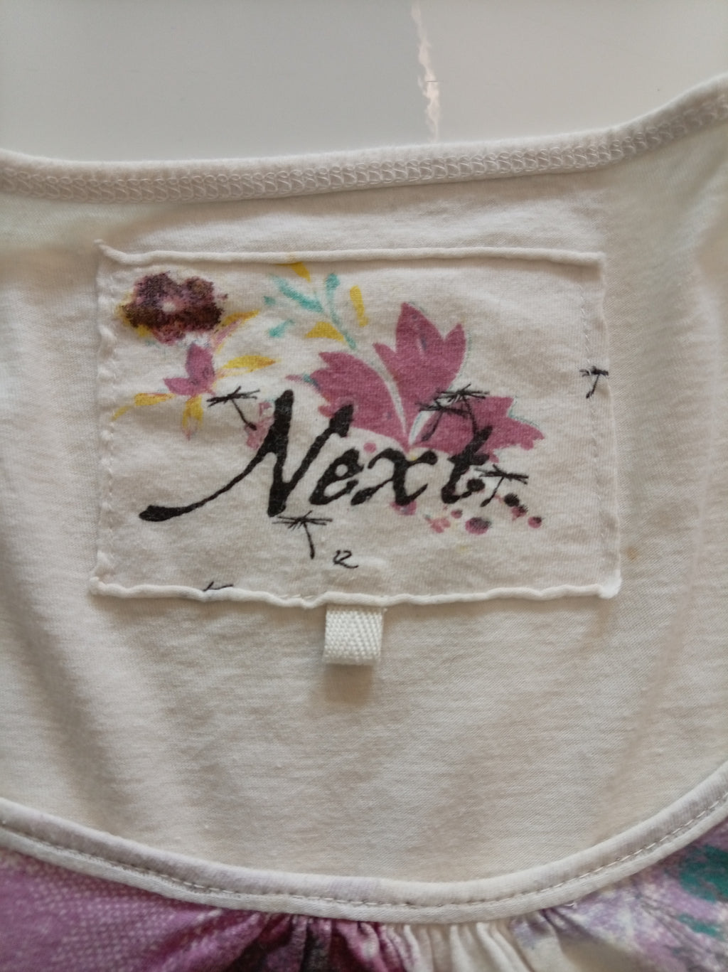 Vintage Next Cream Floral Puff Sleeve Top | UK 12