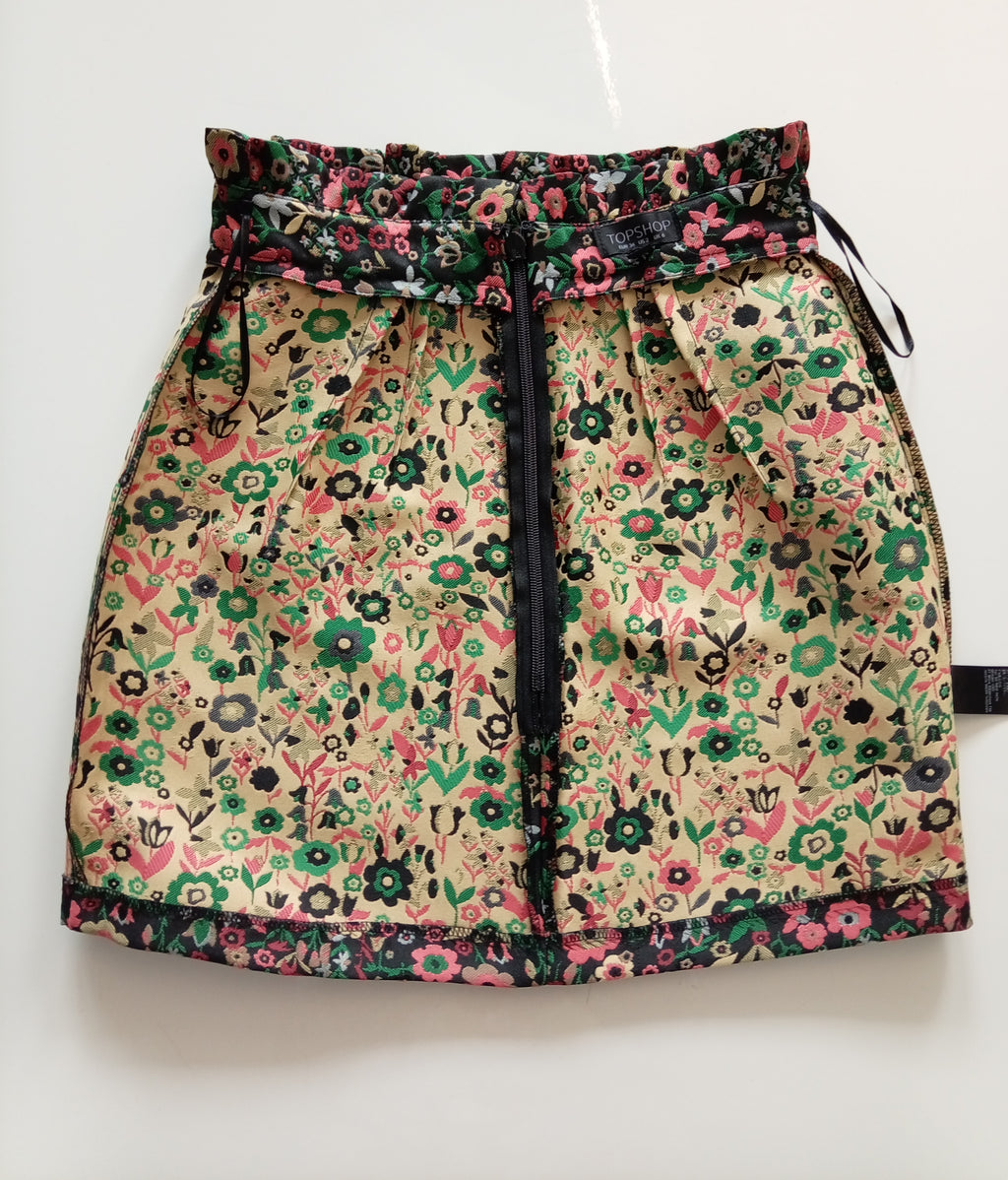 Topshop Floral Jacquard Mini Skirt | UK 6 | Black Multicolour
