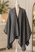 Select Black & White Houndstooth Cape Poncho – One Size