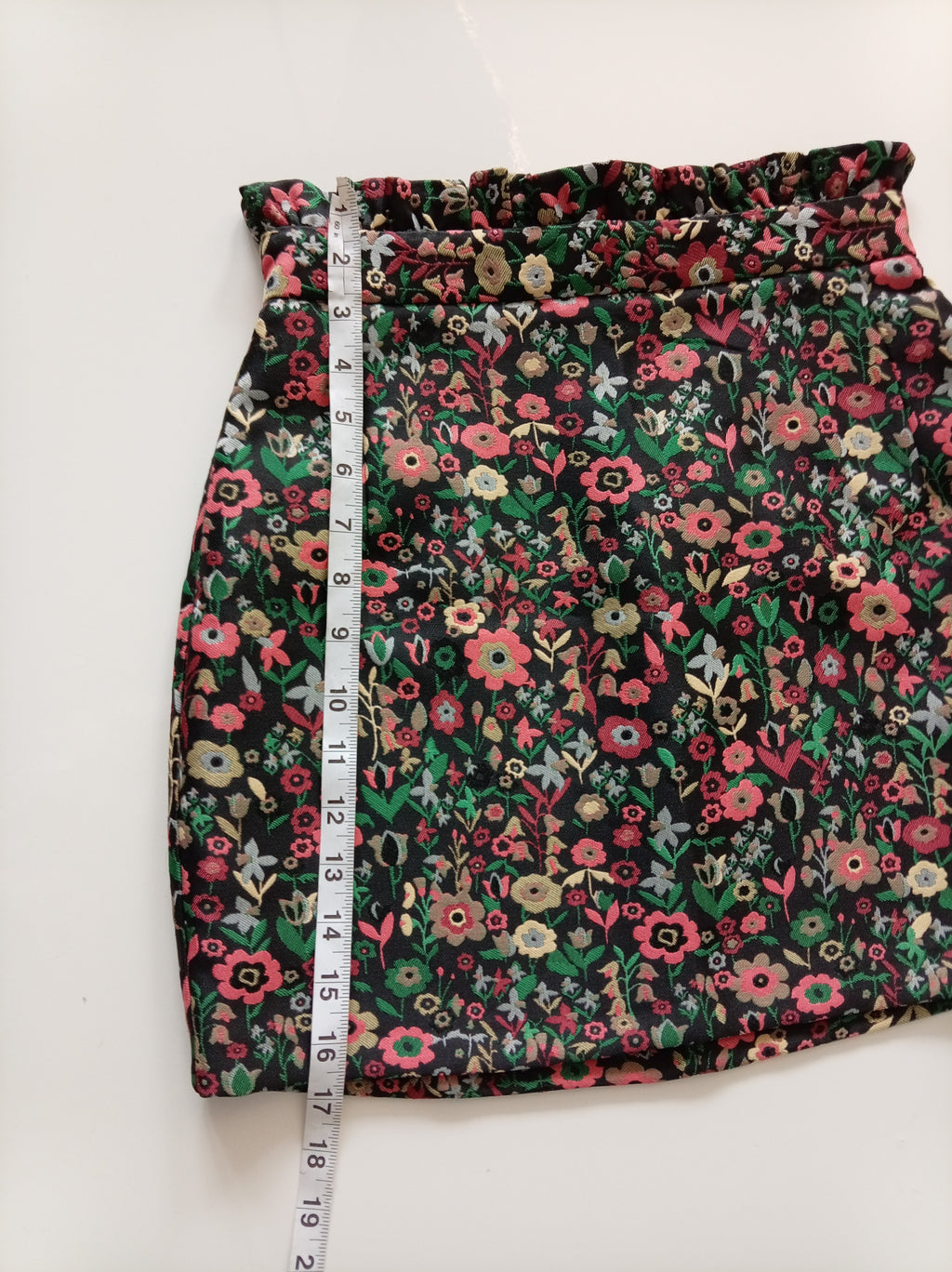 Topshop Floral Jacquard Mini Skirt | UK 6 | Black Multicolour