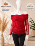 ❤️ BNWT Red Mesh Off-Shoulder Ruched Top | Y2K Party Going Out Top | Size 14