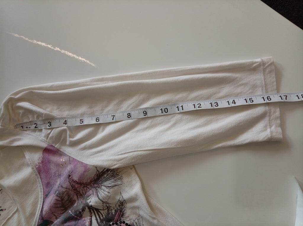 Vintage Next Cream Floral Puff Sleeve Top | UK 12