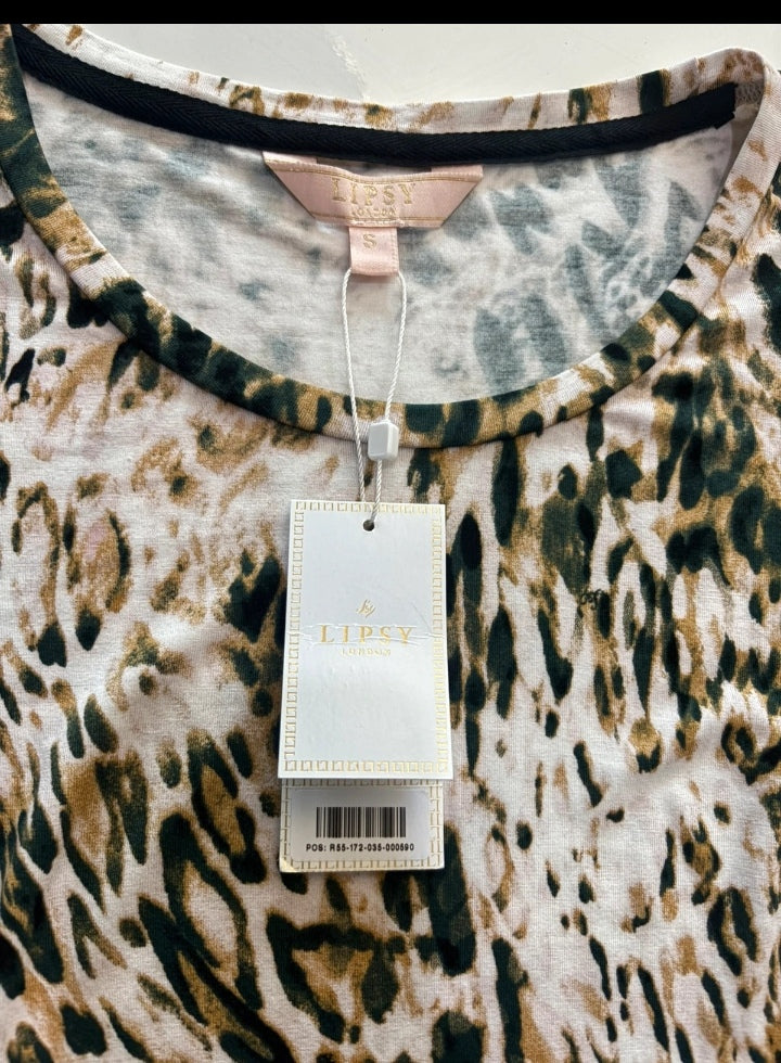 Marble Abstract Print Long Sleeve Top Black Mustard White BNWT UK S