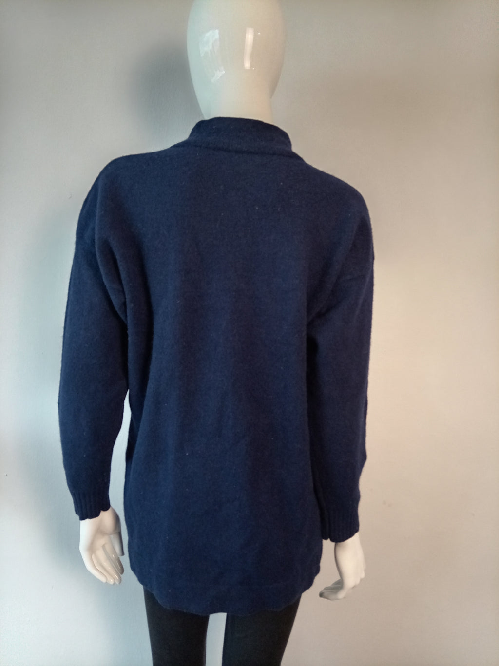 Vintage Betty Barclay Blue Geometric Lambswool & Angora Blend Jumper | UK 12-14