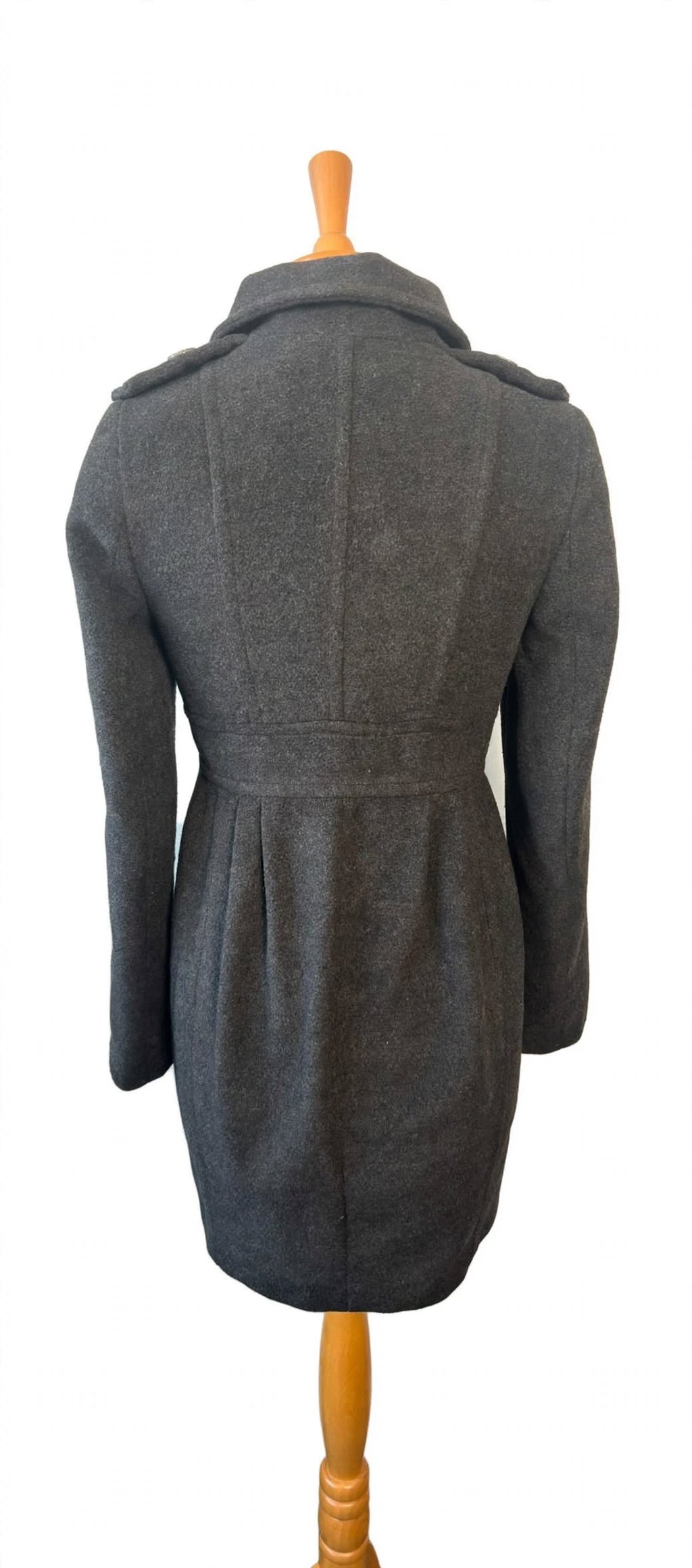 L’ART de River Island Charcoal Military Coat – Embroidered Frog Detail UK 8