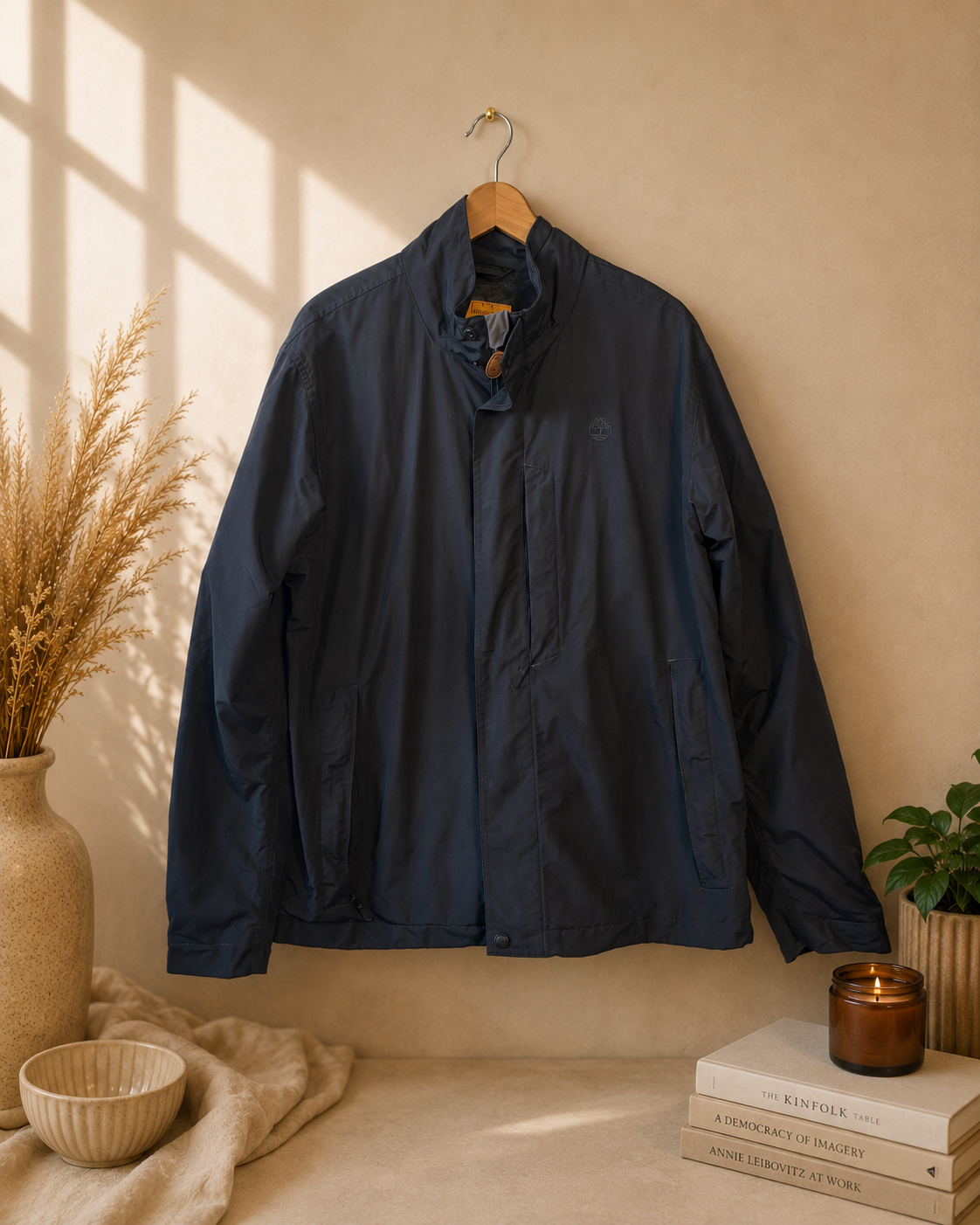 Timberland Waterproof Jacket Mens L / Large Navy — Mesh Lined — Established 1973