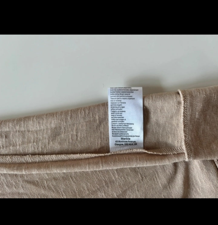 Marble Beige Tie Front V-Neck Top – BNWT Size S