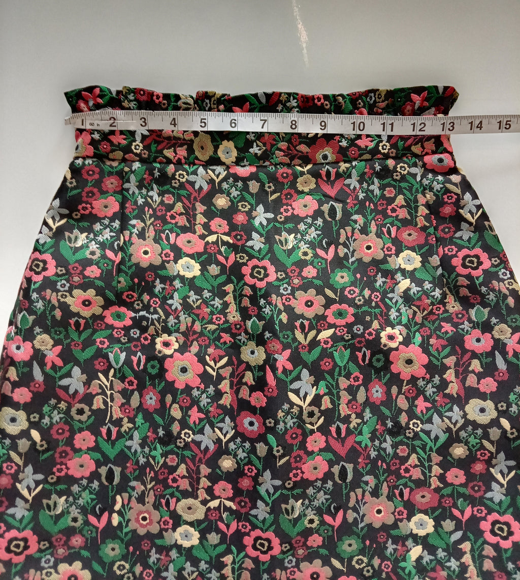 Topshop Floral Jacquard Mini Skirt | UK 6 | Black Multicolour