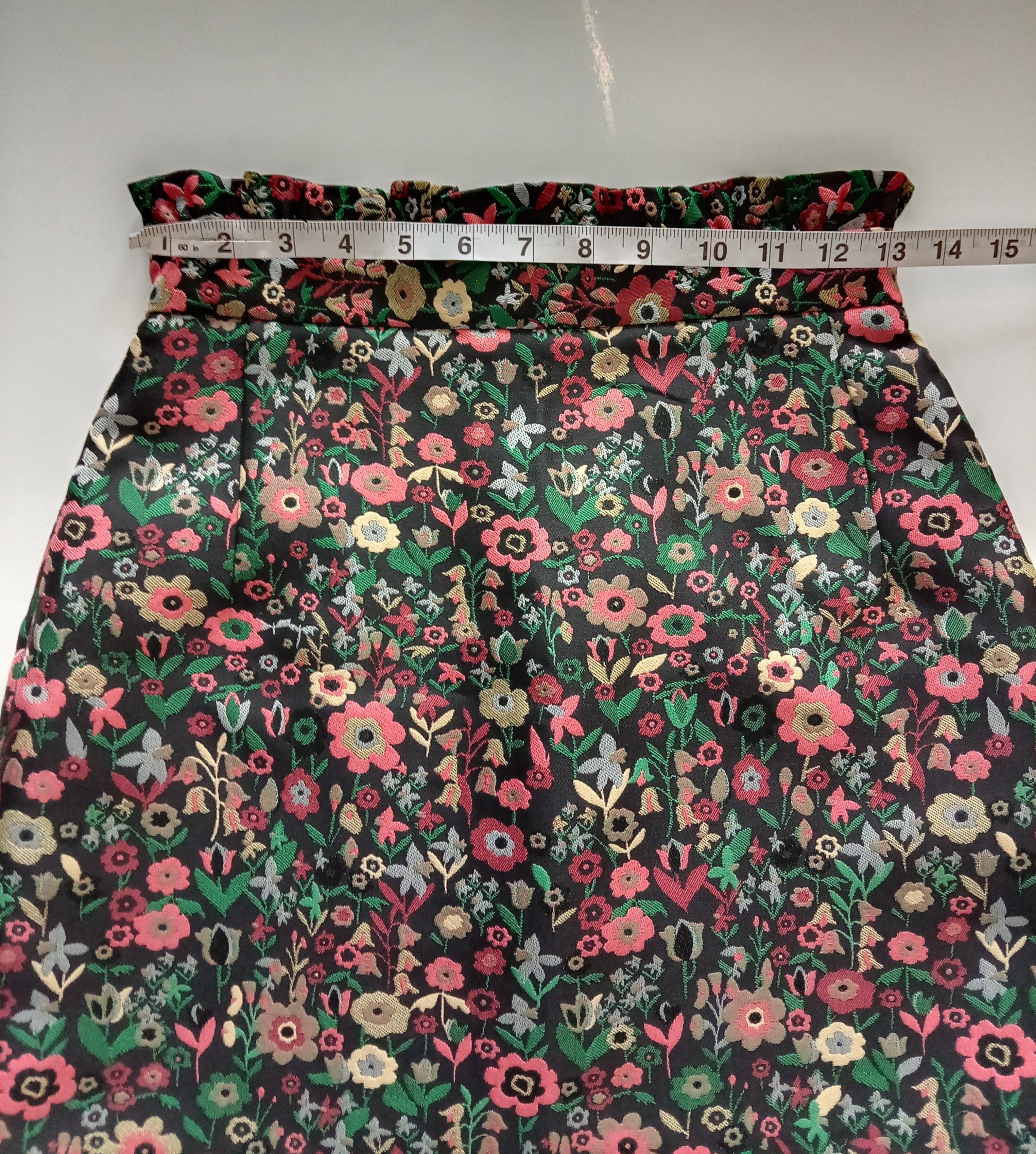 Topshop Floral Jacquard Mini Skirt | UK 6 | Black Multicolour