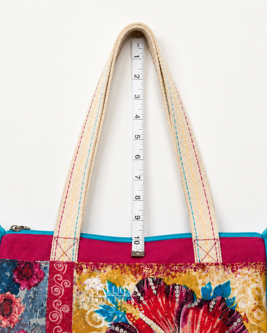 Megina Colourful Patchwork Tote Bag – Floral Boho Zip Top