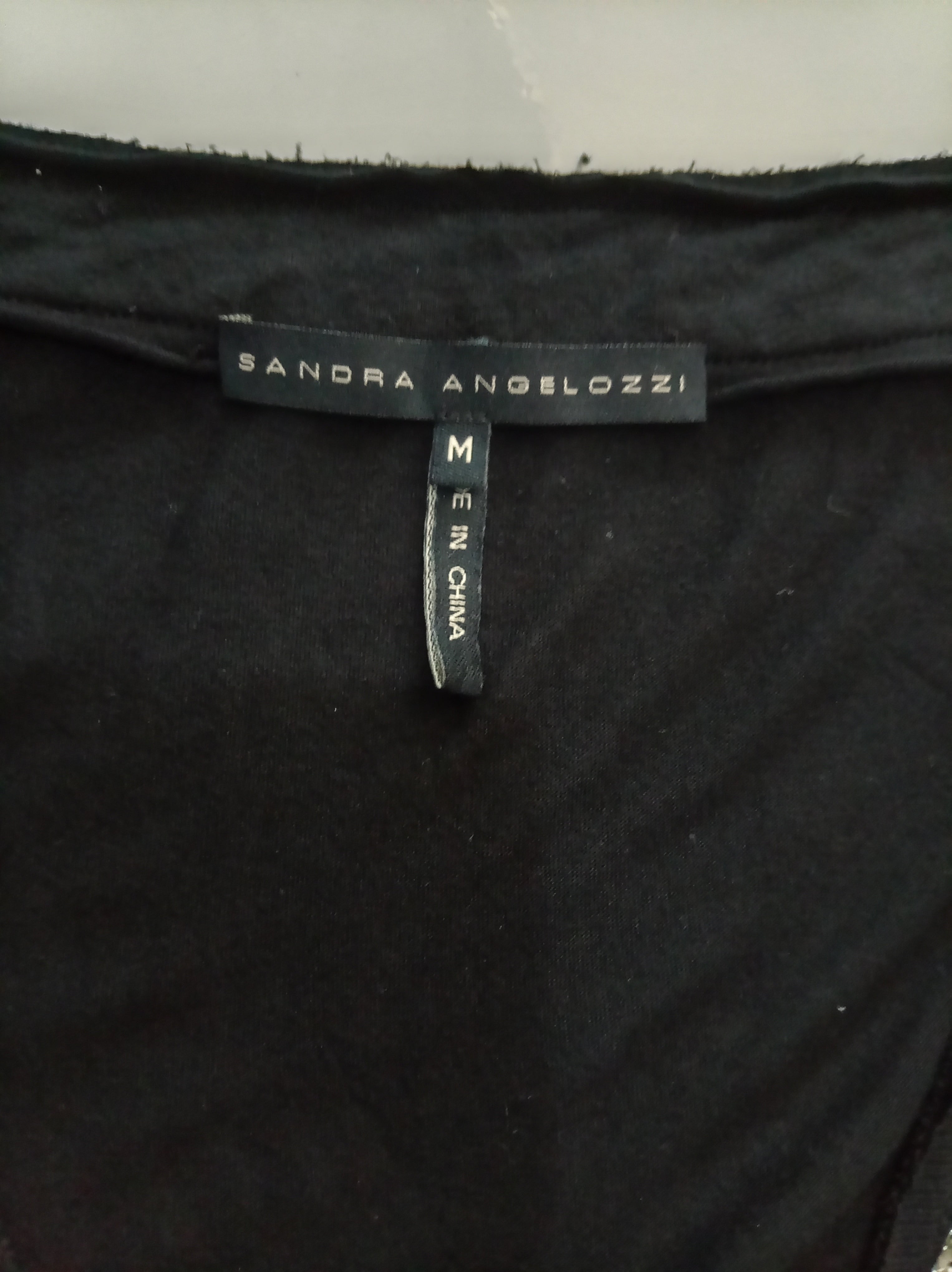 Sandra Andrelozzi Black Embellished Modal Tunic Top – Size M