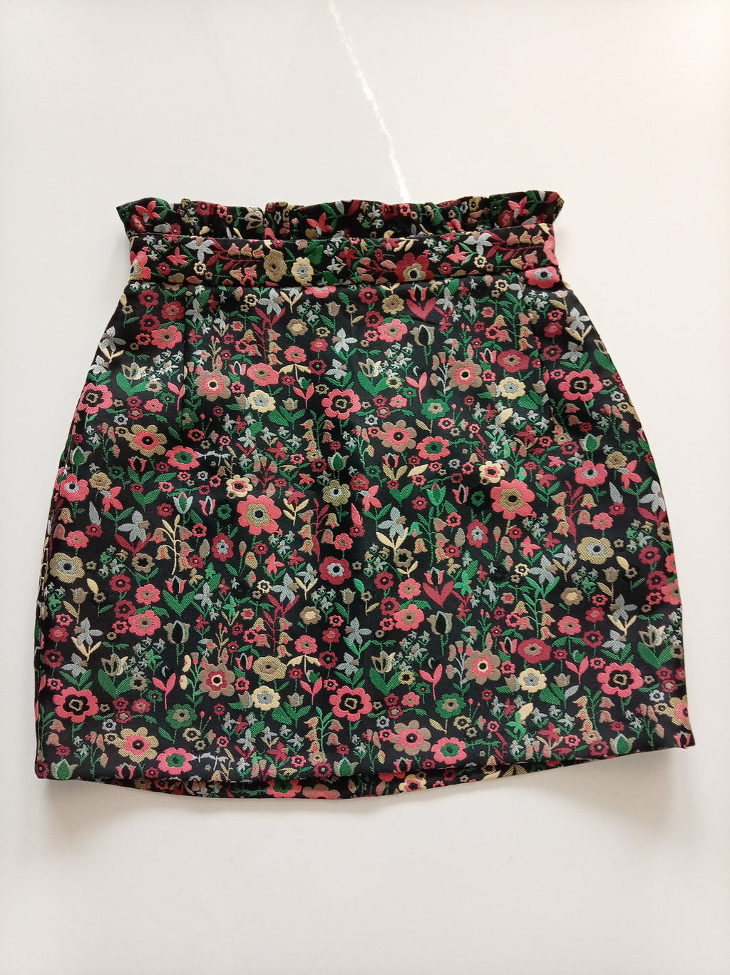 Topshop Floral Jacquard Mini Skirt | UK 6 | Black Multicolour