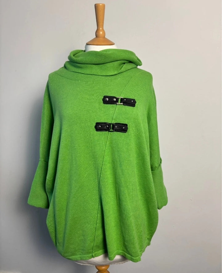 Marble Lime Green Oversized Cowl Neck Cotton Jumper BNWT XS