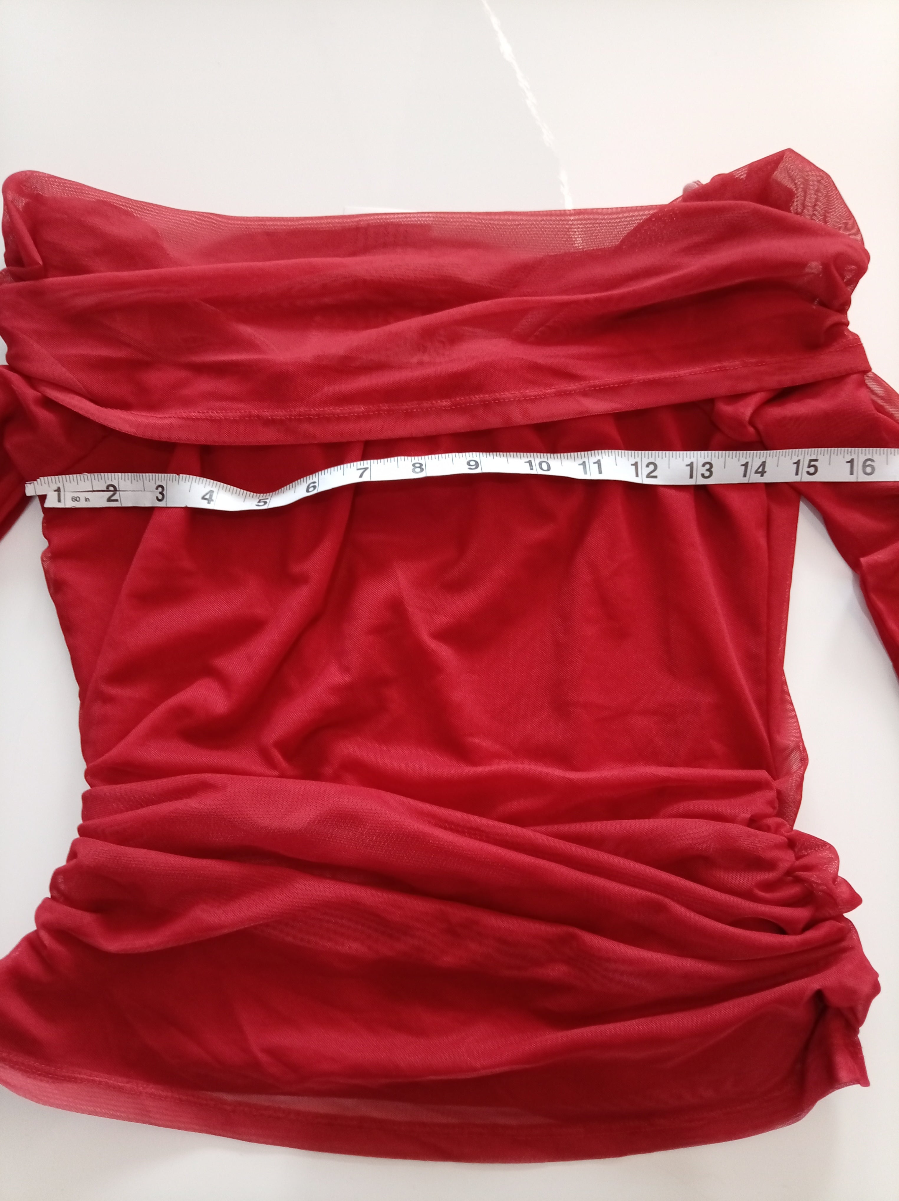 ❤️ BNWT Red Mesh Off-Shoulder Ruched Top | Y2K Party Going Out Top | Size 14