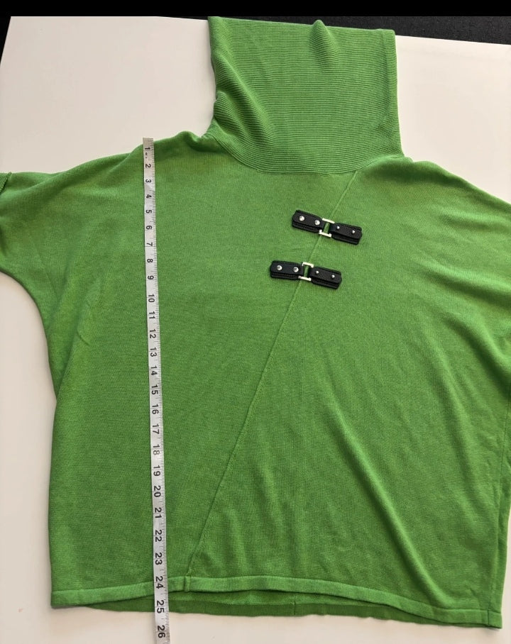 Marble Lime Green Oversized Cowl Neck Cotton Jumper BNWT XS
