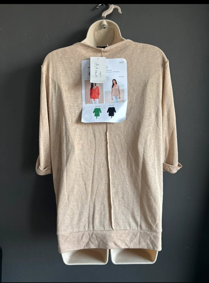 Marble Beige Tie Front V-Neck Top – BNWT Size S