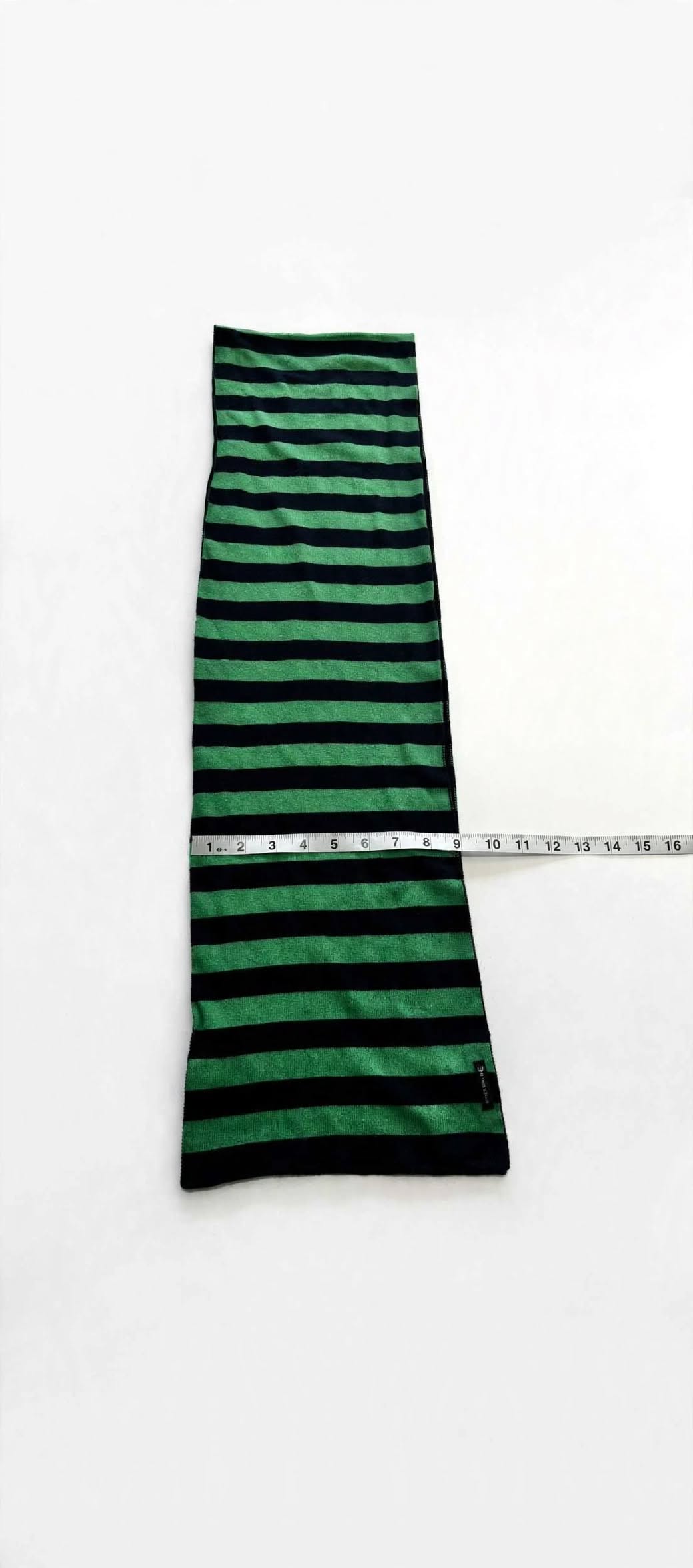 Armani Junior Emerald Green Navy Striped Wool Scarf — Made in Italy — AJ Logo — 100% Wool