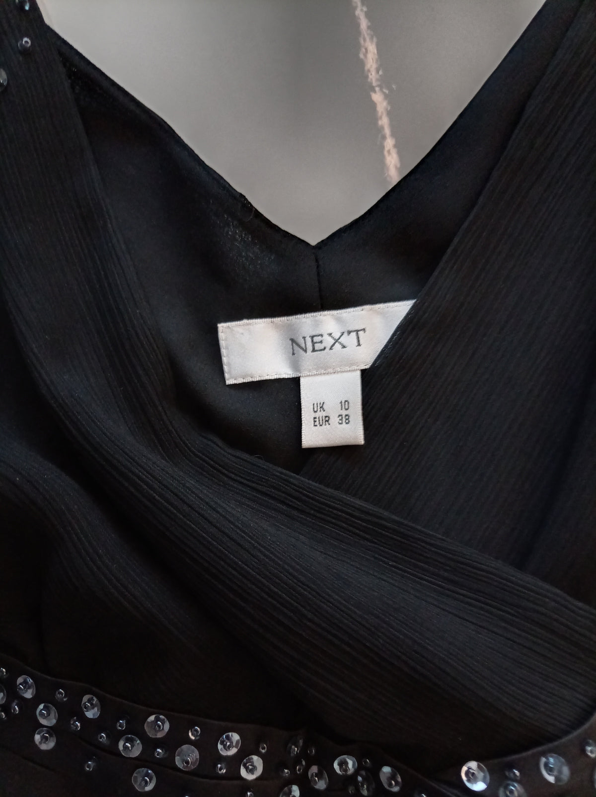 Next Black Embellished V-Neck Occasion Dress – UK 10 / EU 38