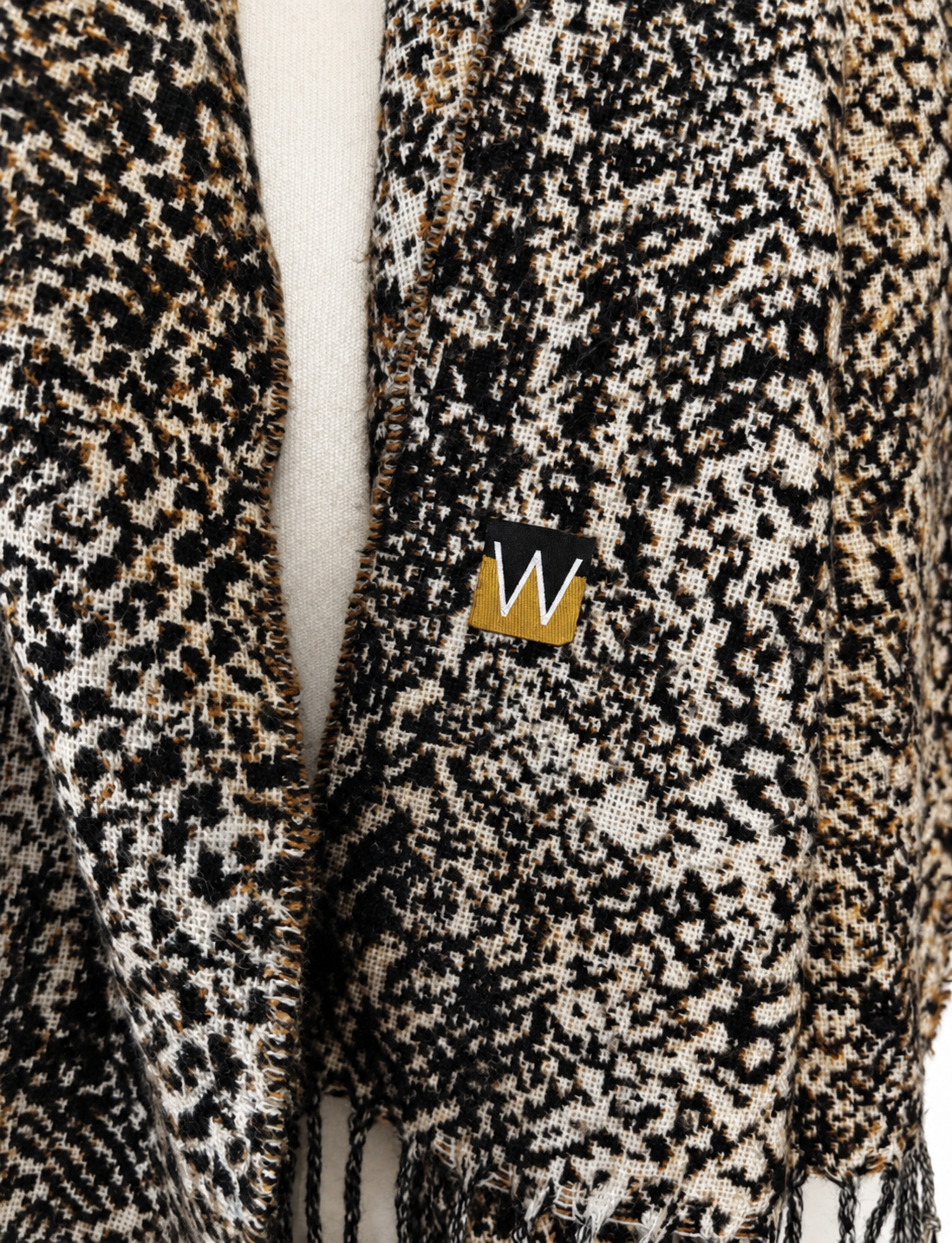 Snake Print Fringed Scarf Wrap – Black Beige Brown Animal Print