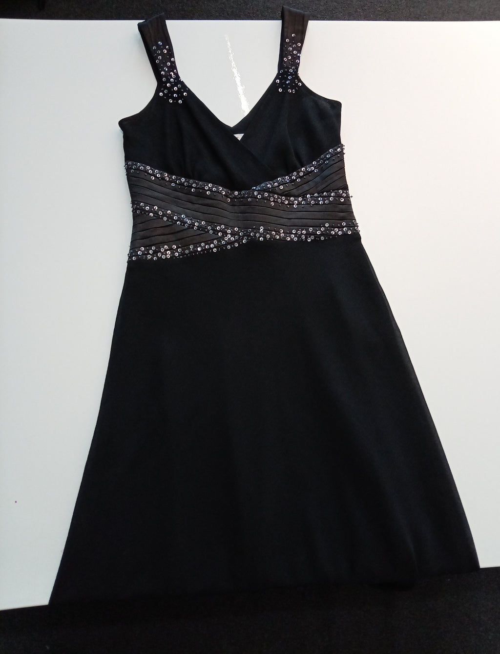 Next Black Embellished V-Neck Occasion Dress – UK 10 / EU 38