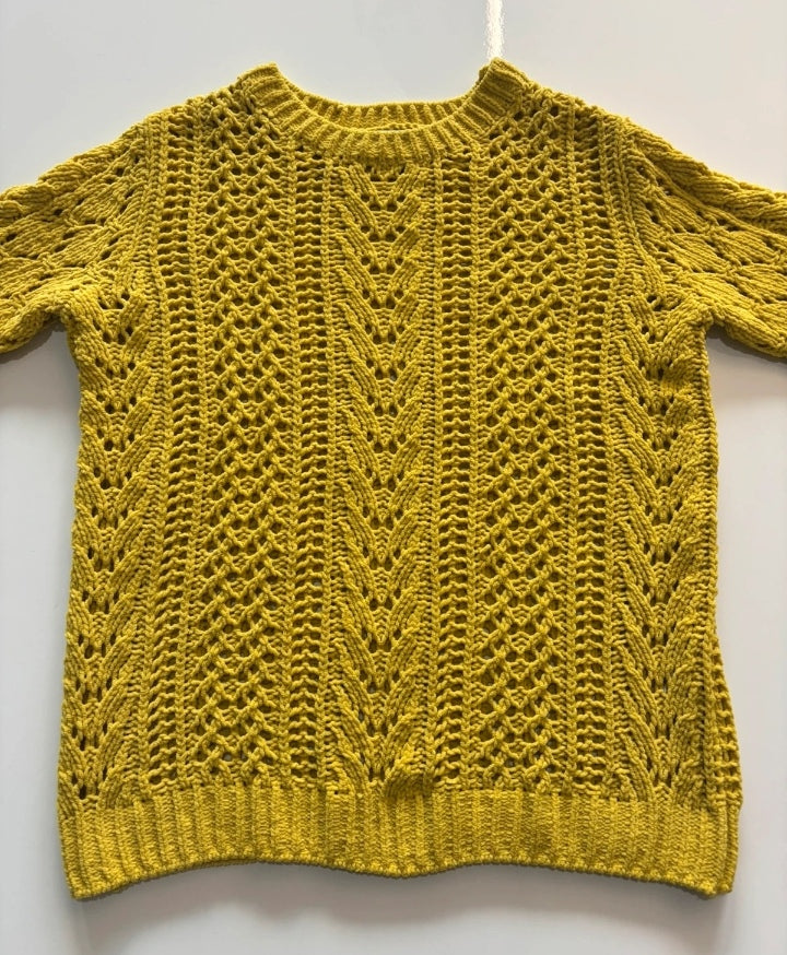 Papaya Mustard Yellow Openwork Cable Knit Jumper – Size S