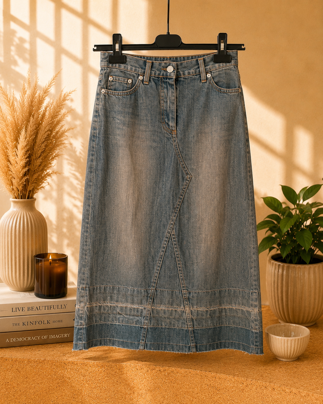Vintage Y2K J.J. Scott Denim Midi Skirt – UK 12 | Made in Italy