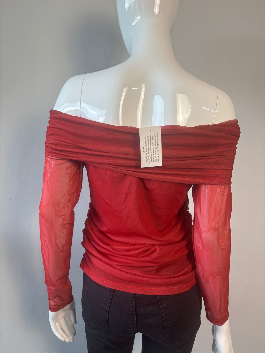 ❤️ BNWT Red Mesh Off-Shoulder Ruched Top | Y2K Party Going Out Top | Size 14