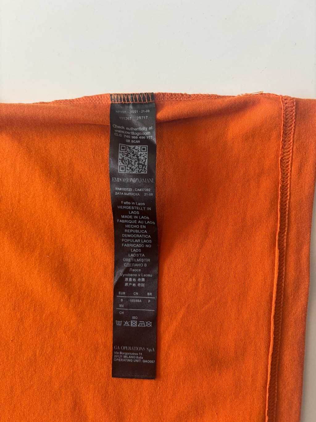 Emporio Armani Underwear Logo T-Shirt – Burnt Orange – Size S