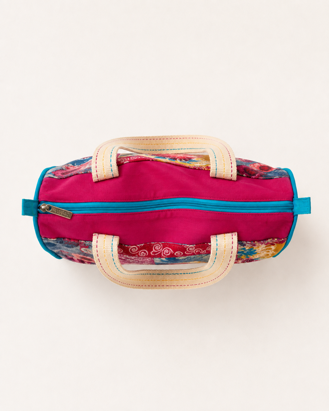 Megina Colourful Patchwork Tote Bag – Floral Boho Zip Top