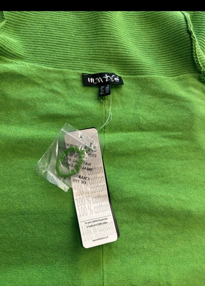 Marble Lime Green Oversized Cowl Neck Cotton Jumper BNWT XS