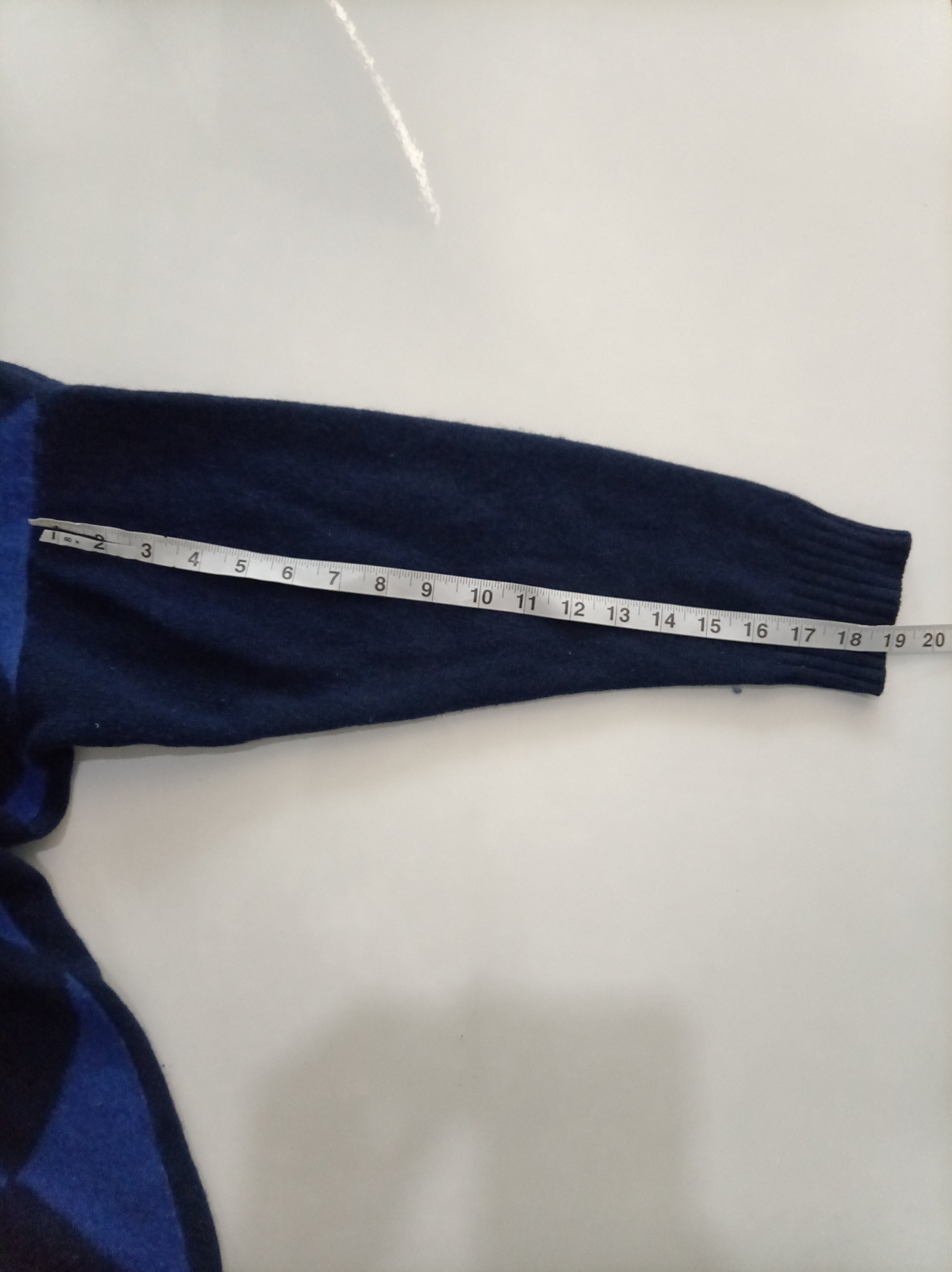 Vintage Betty Barclay Blue Geometric Lambswool & Angora Blend Jumper | UK 12-14