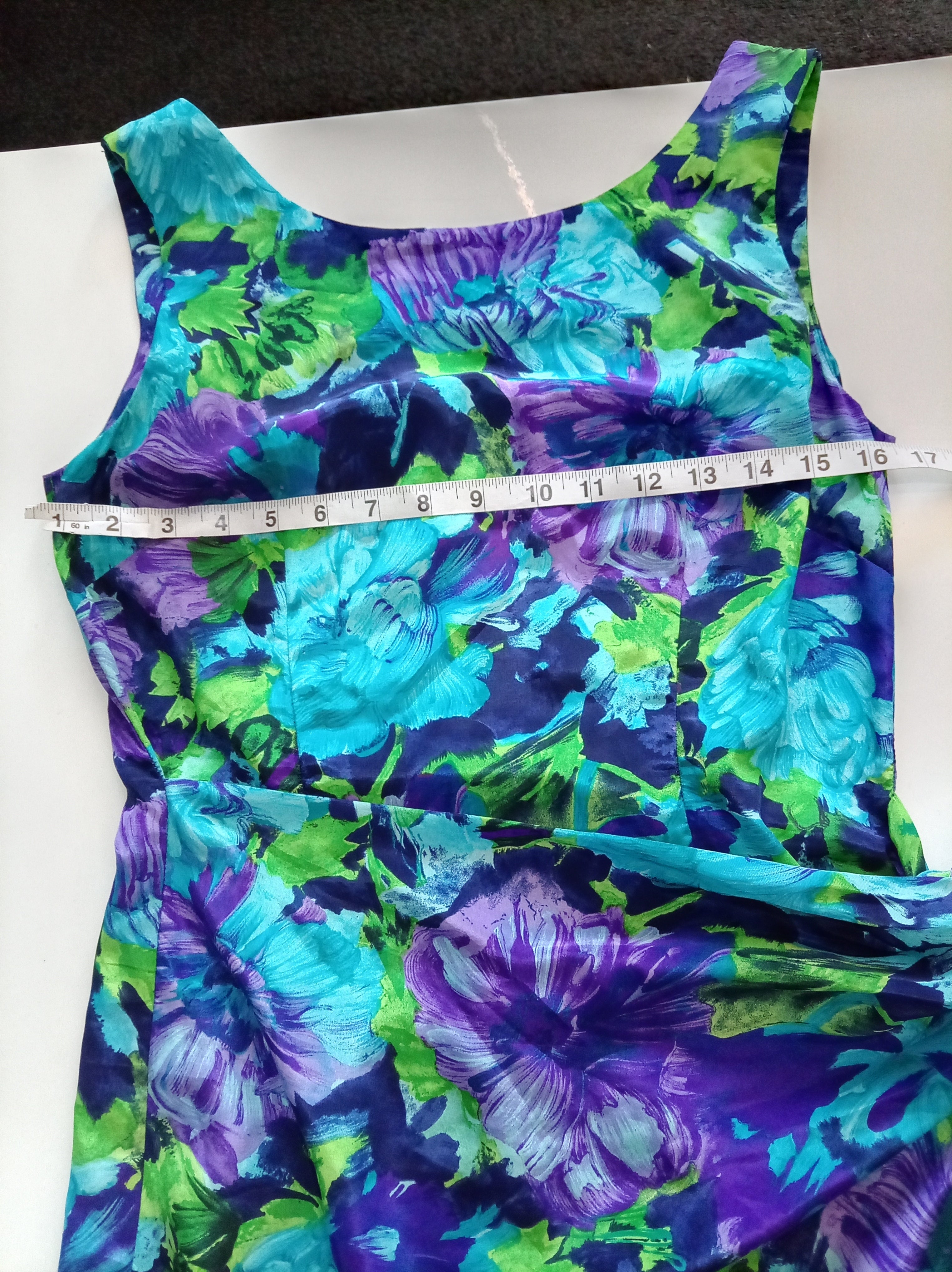 Vintage Josephine Walsh Abstract Floral Dress with Side Tie – UK 12/14