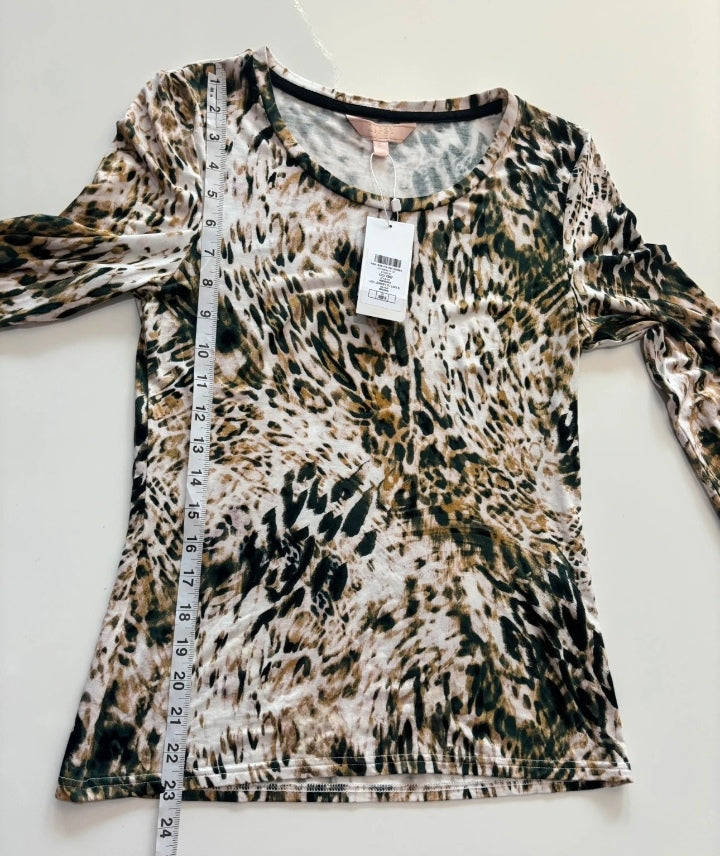 Marble Abstract Print Long Sleeve Top Black Mustard White BNWT UK S