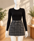 Grey Check Wool Blend Mini Skirt – Size XS | Y2K Preppy
