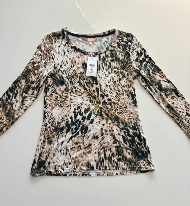 Lipsy London Lexi Animal Print Long Sleeve Jersey Top BNWT Size S
