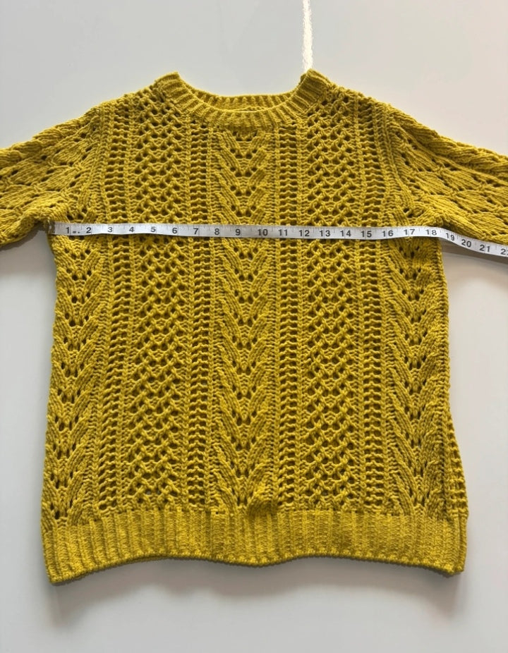 Papaya Mustard Yellow Openwork Cable Knit Jumper – Size S