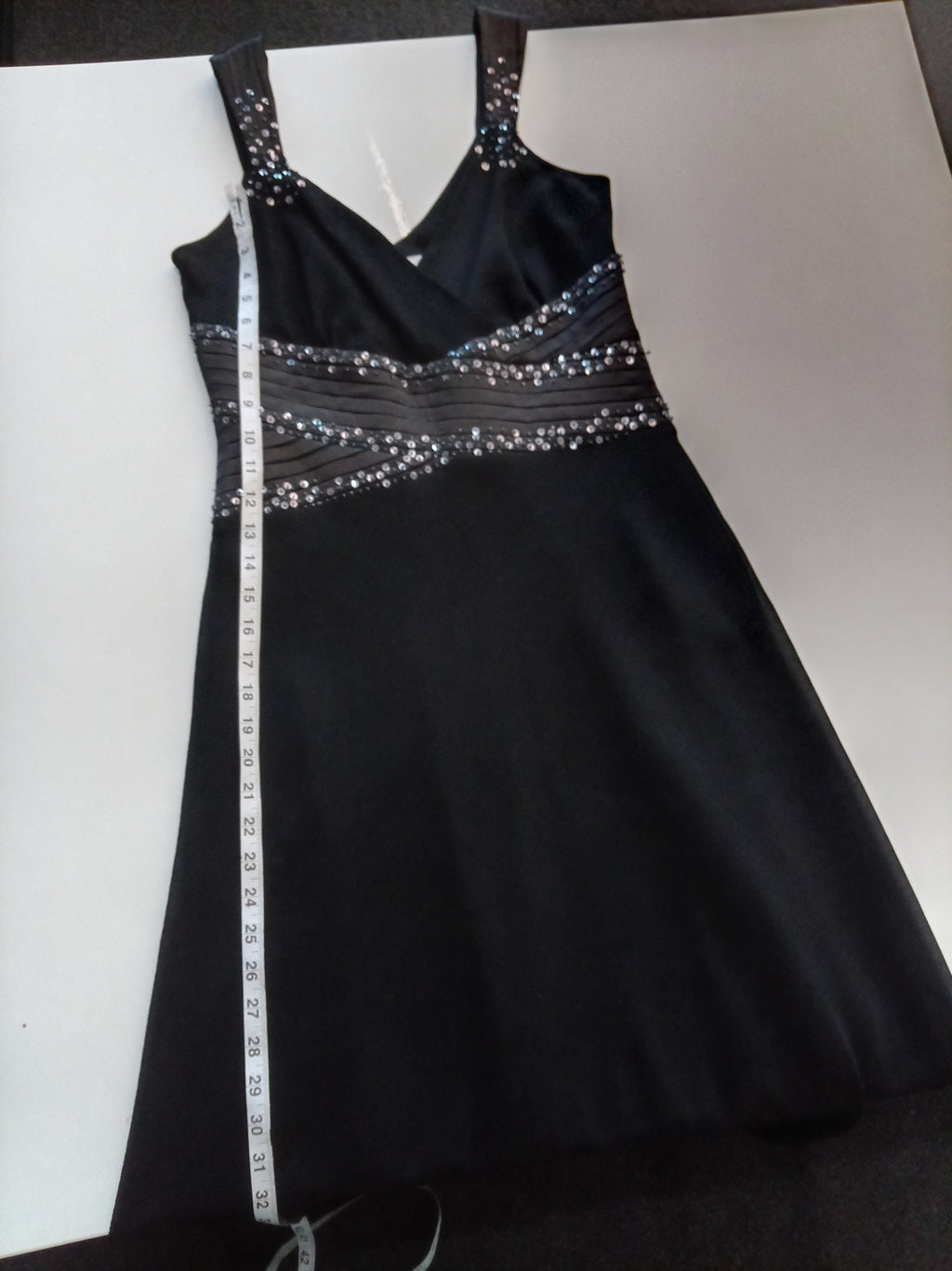 Next Black Embellished V-Neck Occasion Dress – UK 10 / EU 38