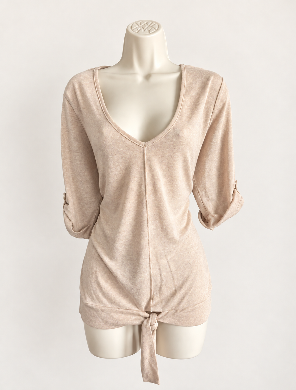 Marble Beige Tie Front V-Neck Top – BNWT Size S