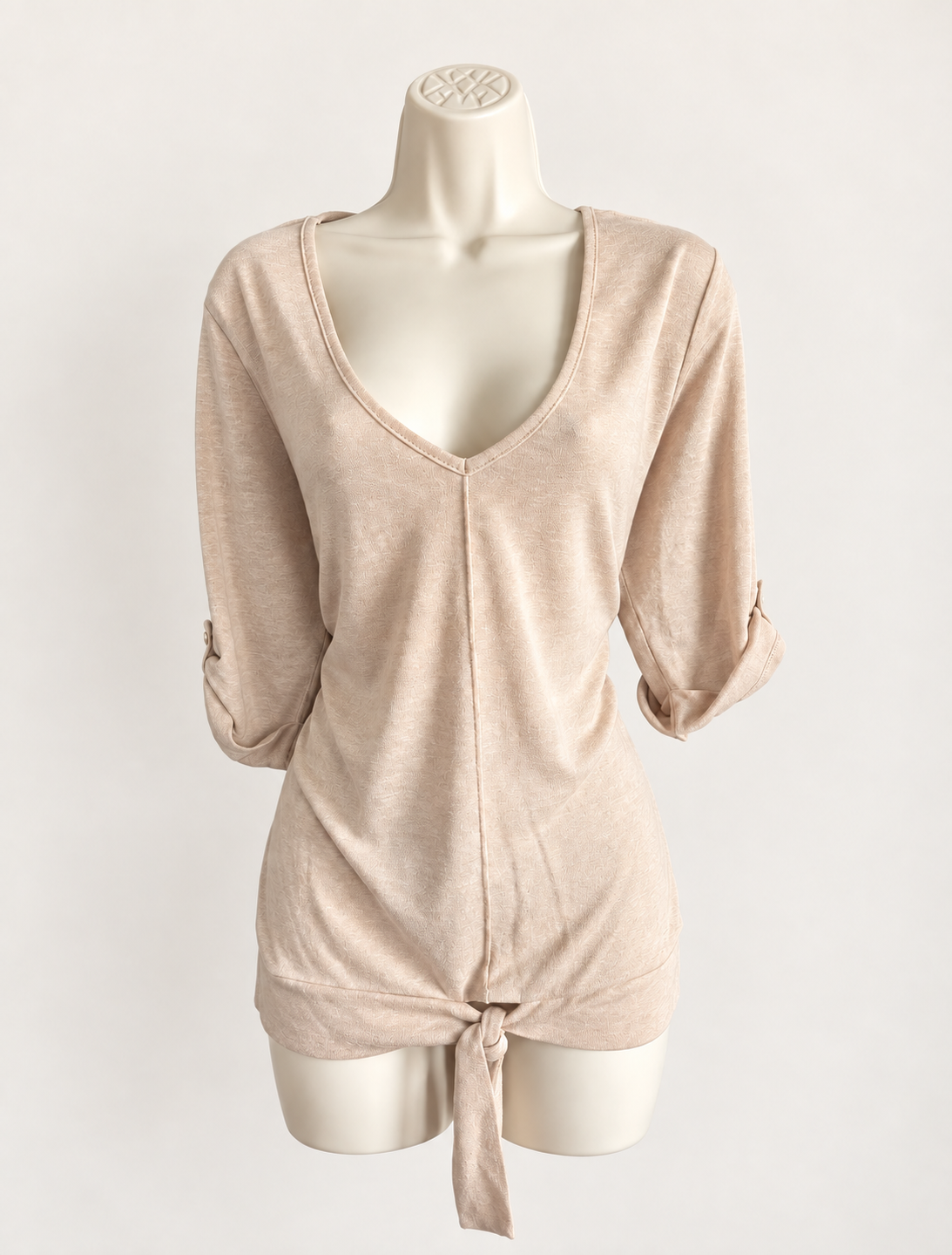 Marble Beige Tie Front V-Neck Top – BNWT Size S