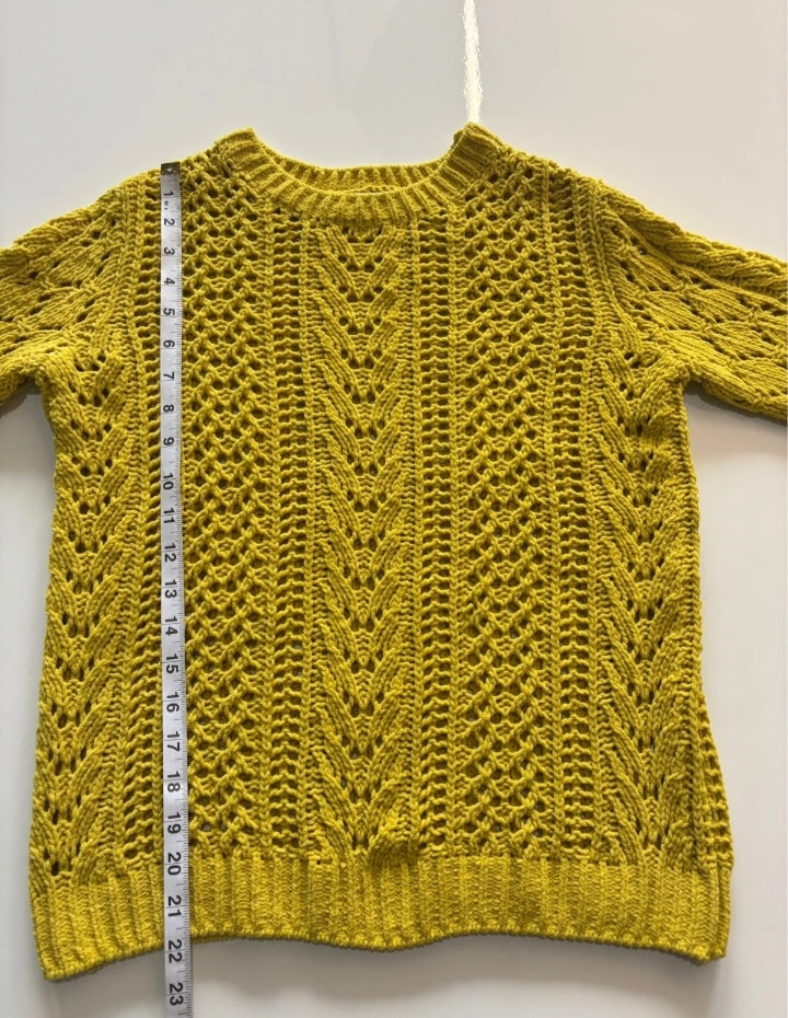 Papaya Mustard Yellow Openwork Cable Knit Jumper – Size S