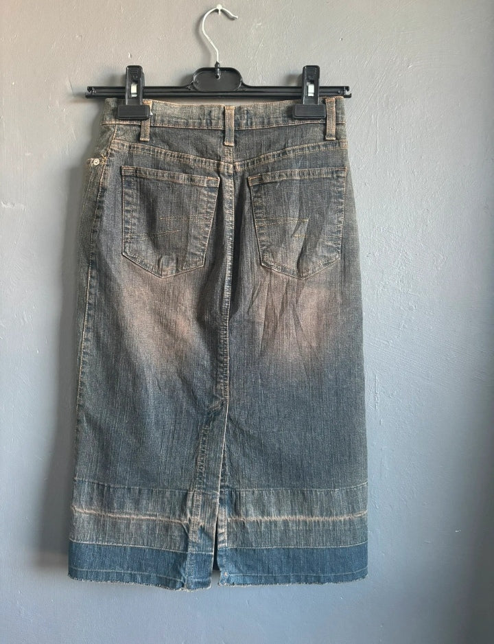 Vintage Y2K J.J. Scott Denim Midi Skirt – UK 12 | Made in Italy