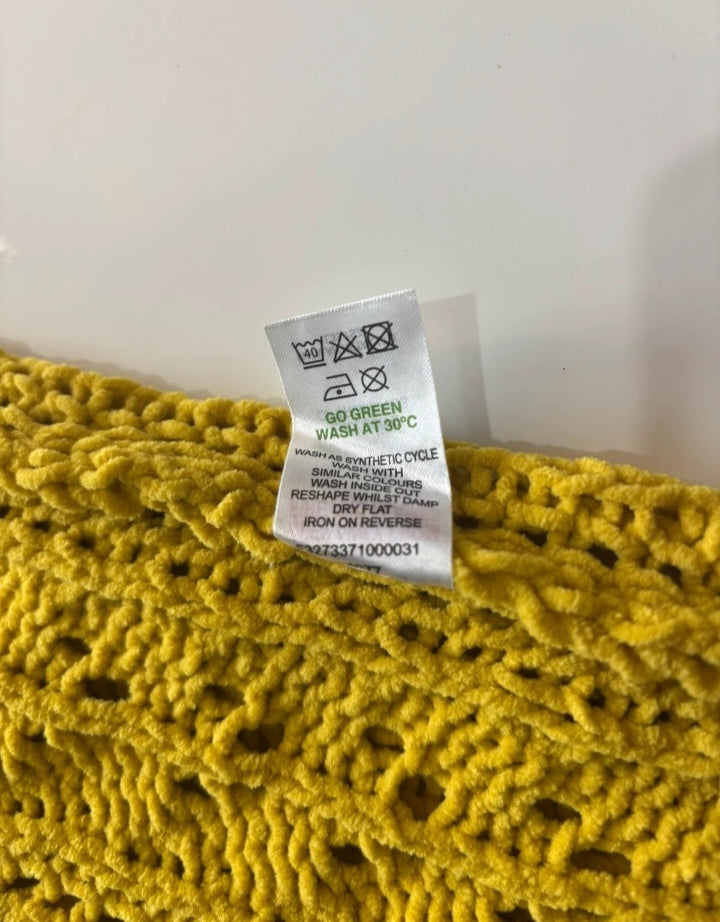 Papaya Mustard Yellow Openwork Cable Knit Jumper – Size S