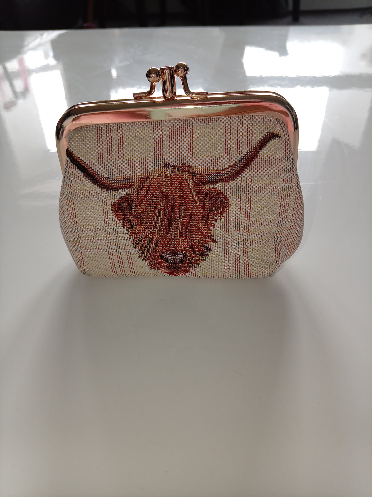 Signare Highland Cow Tapestry Kiss-Lock Coin Purse