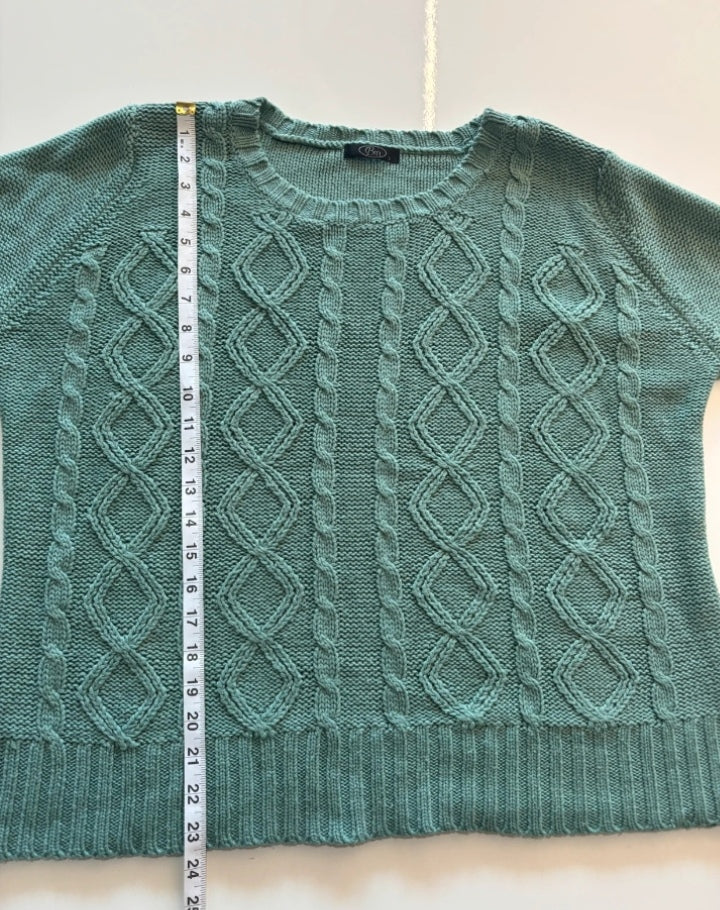 Bm Sage Green Cable Knit Jumper – Relaxed Fit Size S